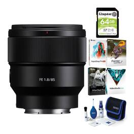 Sony - FE 85mm f/1.8 Prime E-Mount Lens with Software Suite and Accessory Bundle