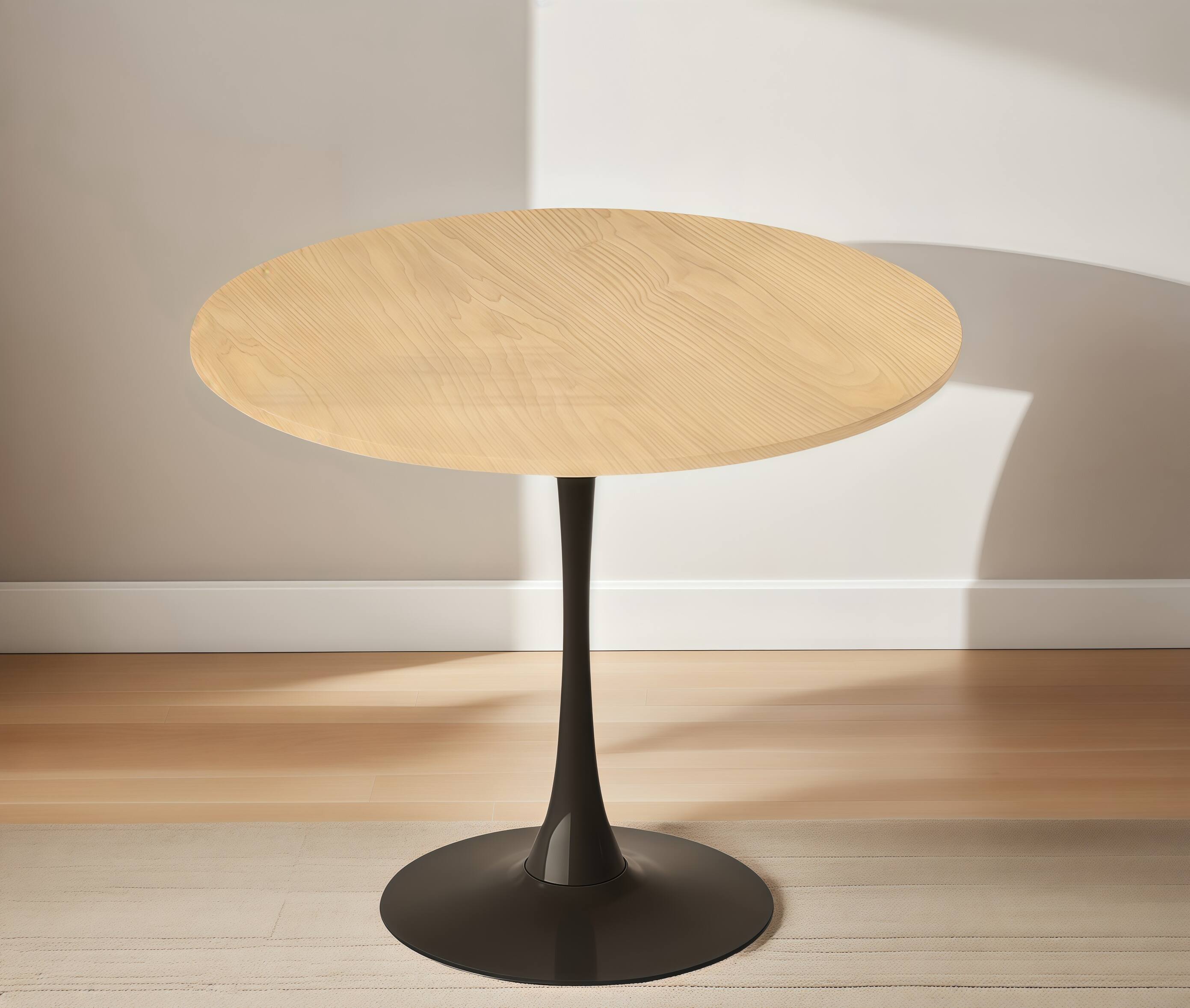 PexFix - 23.6" Minimalist Round Dining Table, Space-Saving Coffee Table for Kitchen & Living Room - Natural