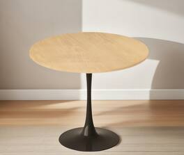 PexFix - 23.6" Minimalist Round Dining Table, Space-Saving Coffee Table for Kitchen & Living Room - Natural