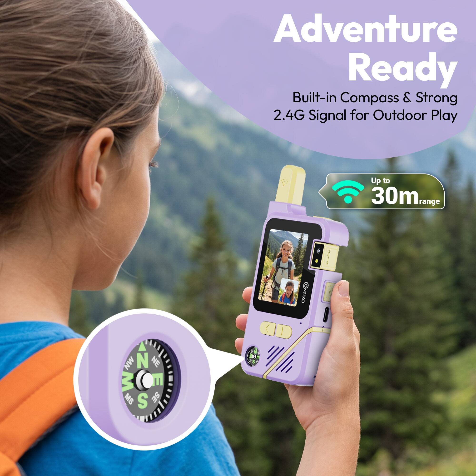 Adventure Ready Built-in Compass & Strong 2.4G Signal for Outdoor Play  
Up to 30m range  
ONTIXO  
ONT MAS  
A NW N NE W E MS S SE