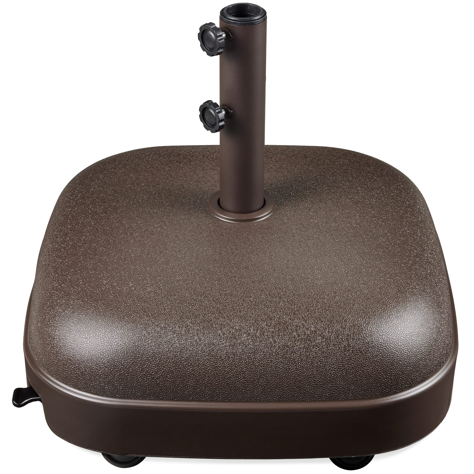 Best Choice Products - 123lb Capacity Fillable Mobile Umbrella Base for Patio, Deck, 4 Wheels - Dome Square - Brown