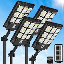 Nordic Hygge - Solar Street Lights Outdoor 6000W Replacement, Waterproof Motion Sensor with Remote, 460000LM 6500K Dusk to Dawn LED - Black