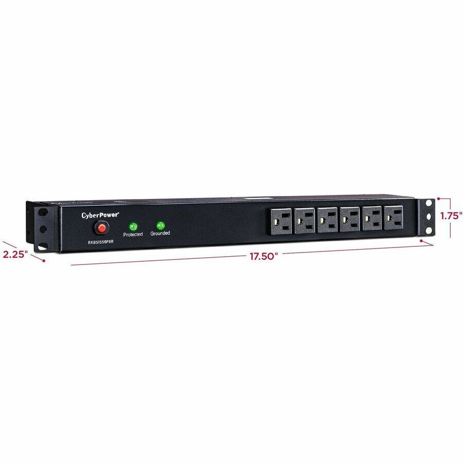 CyberPower Rackbar Surge Suppressor RM 1U RKBS15S6F8R 15A 14 Outlet ...