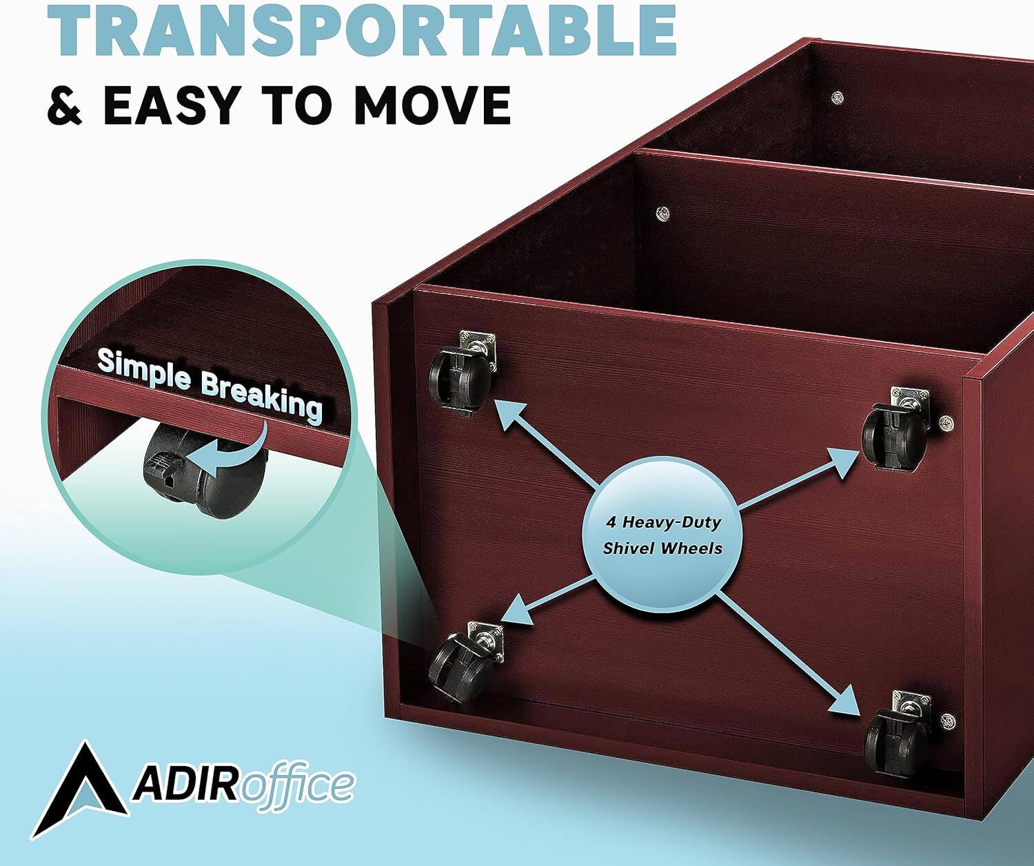 TRANSPORTABLE & EASY TO MOVE, Simple Breaking, 4 Heavy-Duty Shivel Wheels, ADIRoffice