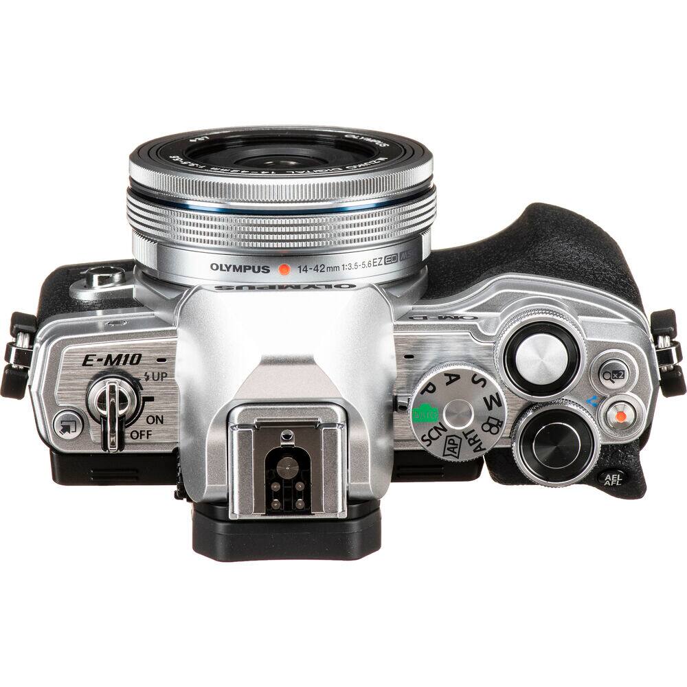 OLYMPUS 14-42 mm 1:3.5-5.6 EZ OLYMPUS AND E-M10 UP P OFF ON A S P M AUTO SCN B8 AP ART Qx2