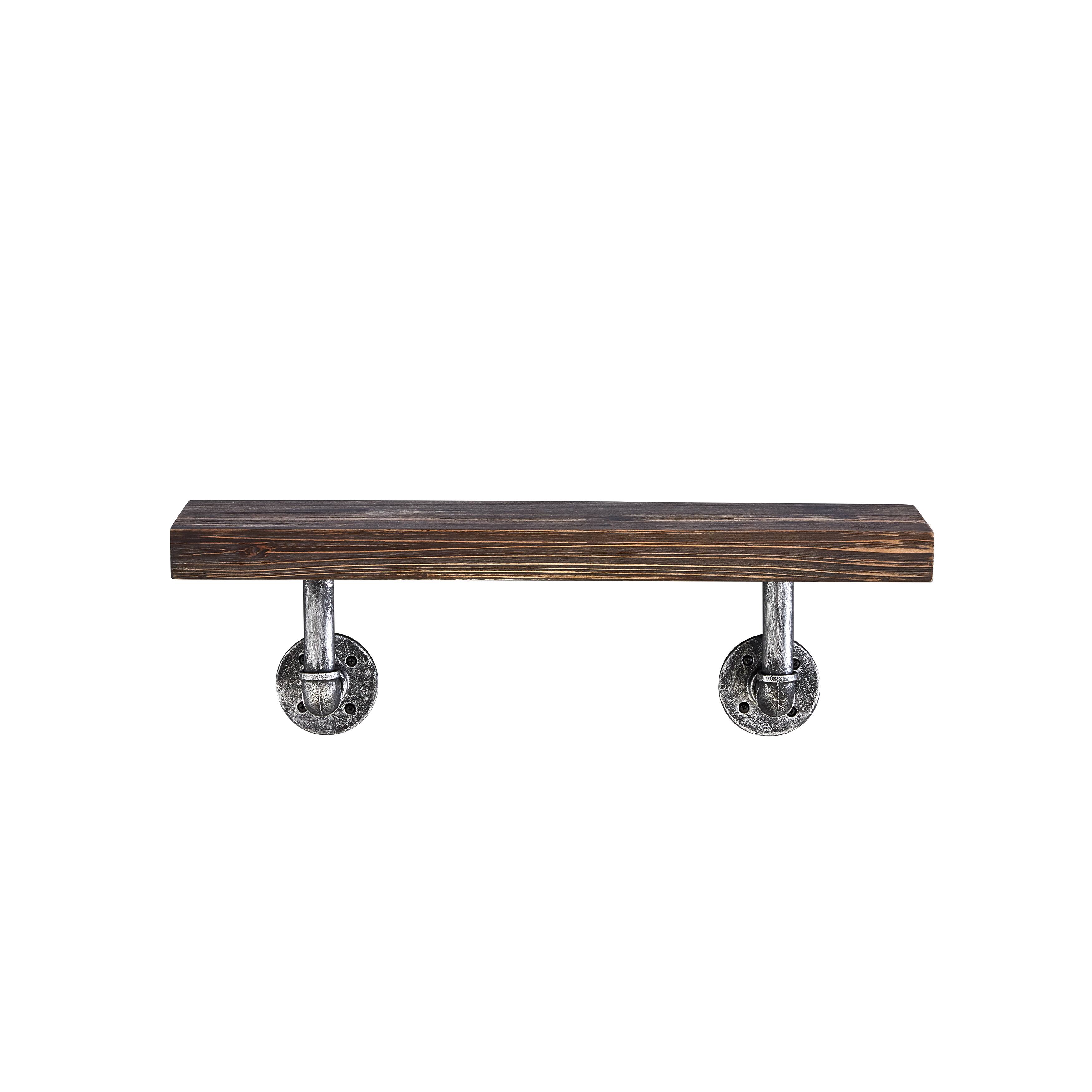 Front. Danya B - 24" x 7" Floating Pipe Industrial Wall Shelf – Ebony - Ebony.
