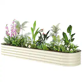 Outsunny - x 2' x 1' Galvanized Raised Garden Bed Kit - Cream White