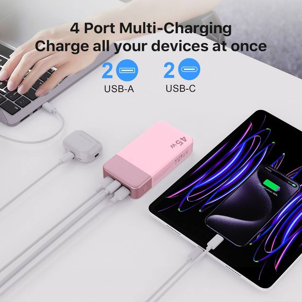 4 Port Multi-Charging  
Charge all your devices at once  
2 USB-A  
2 USB-C