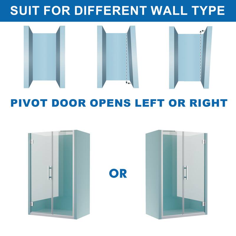 SUIT FOR DIFFERENT WALL TYPE

PIVOT DOOR OPENS LEFT OR RIGHT

OR