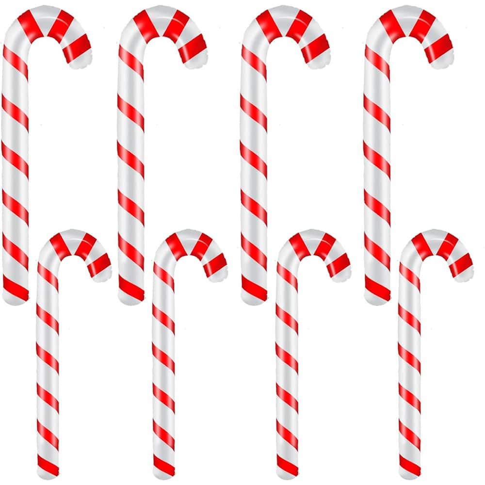 PARKER SLATER - 8-Pc Inflatable Candy Cane Balloons – Christmas Yard & Indoor Decor - Red + White