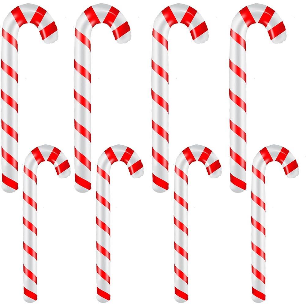 Front. PARKER SLATER - 8-Pc Inflatable Candy Cane Balloons – Christmas Yard & Indoor Decor - Red + White.
