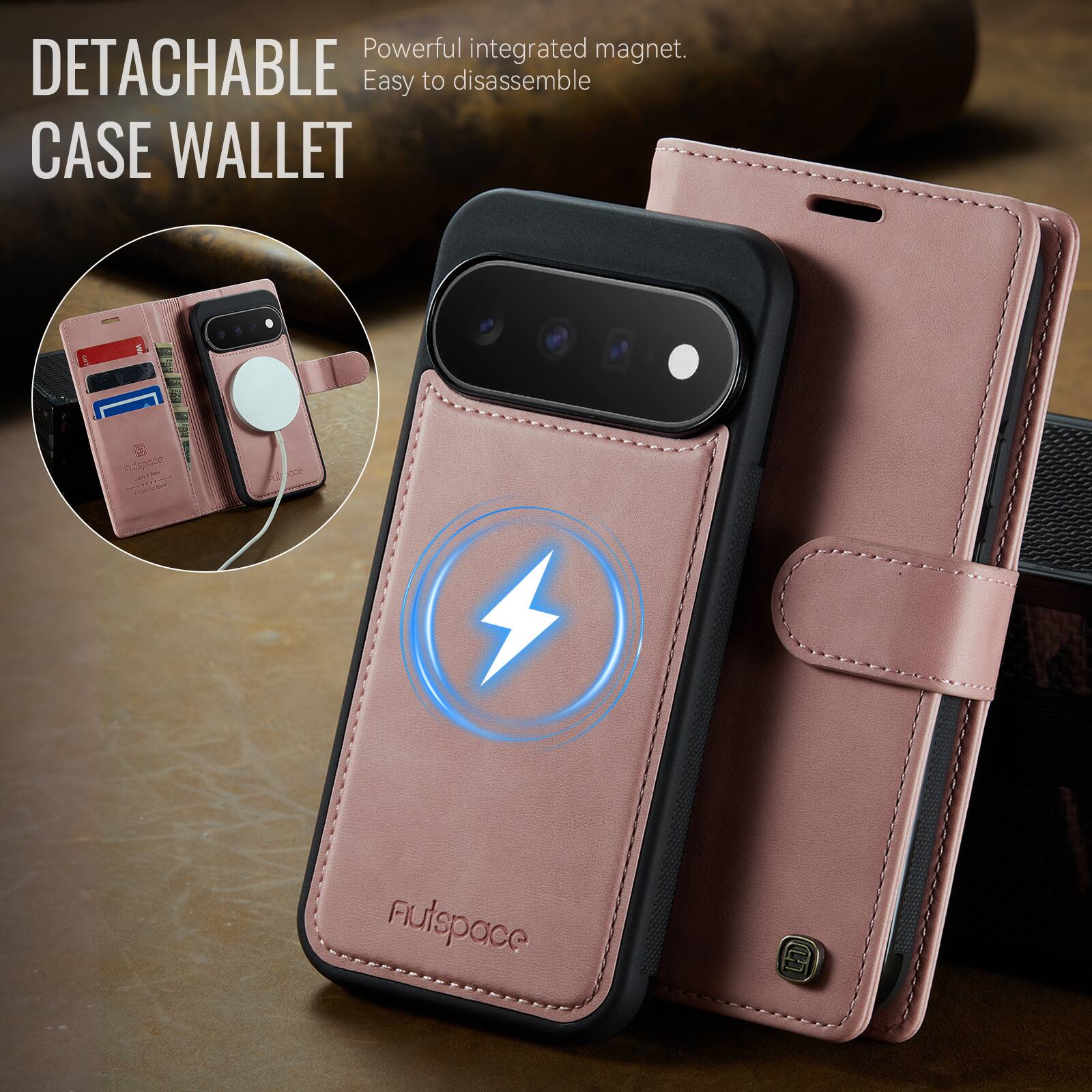 Dteck 2 in 1 Magnetic Leather Wallet Phone Case for Google Pixel 11 Pro ...