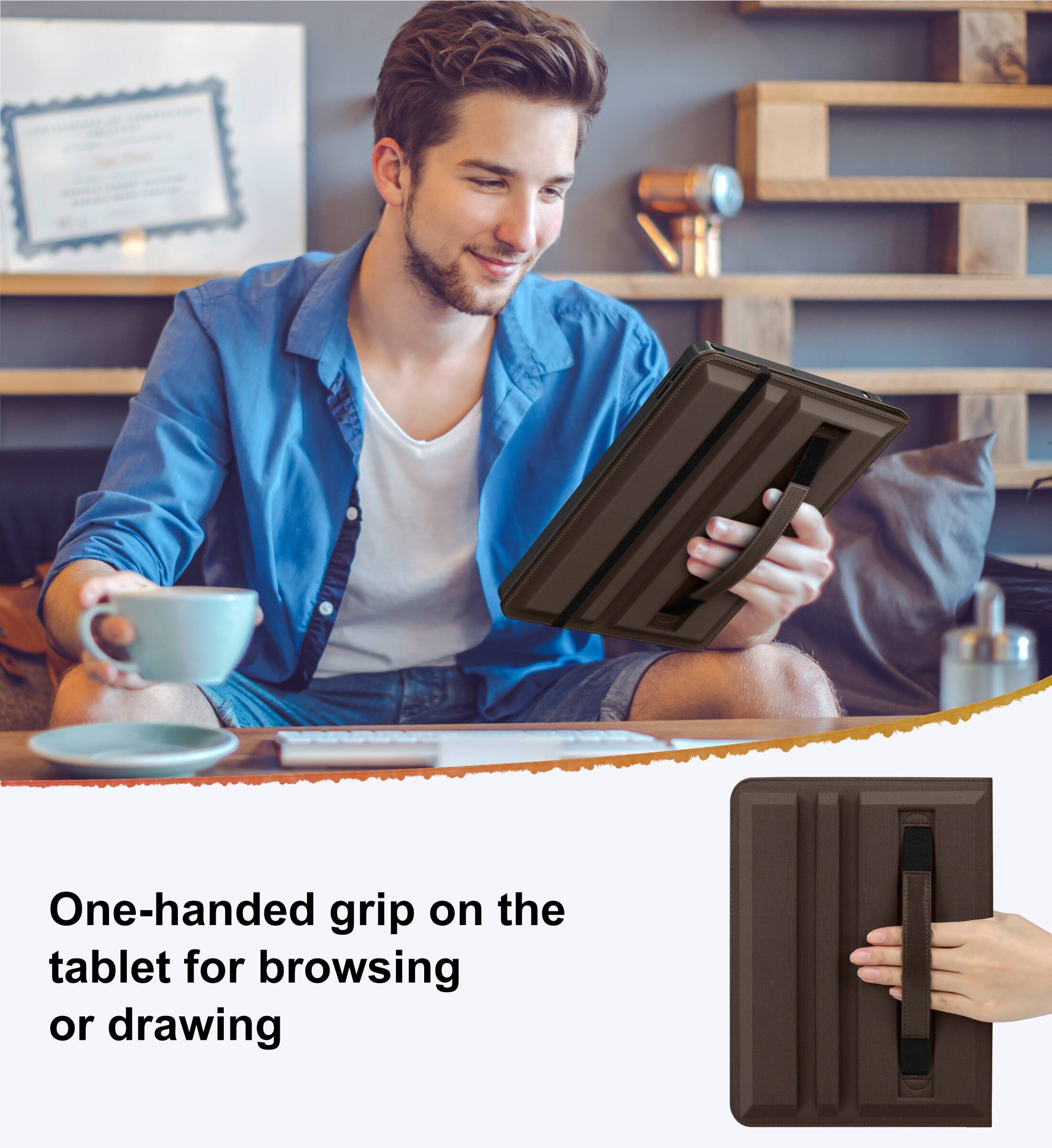 One-handed grip on the tablet for browsing or drawing