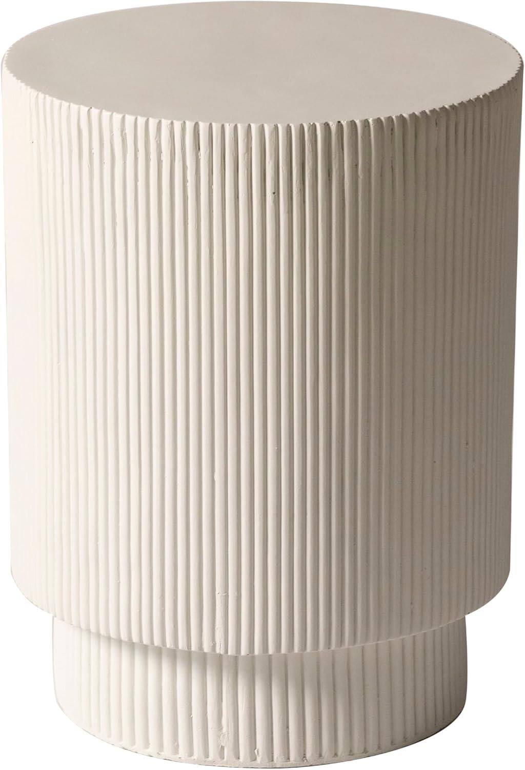 Alt View 2. LeisureMod - Eden Modern Stone Top Round Side Table, Indoor/Outdoor Weather Resistant Accent Table, Fully Assembled - White.