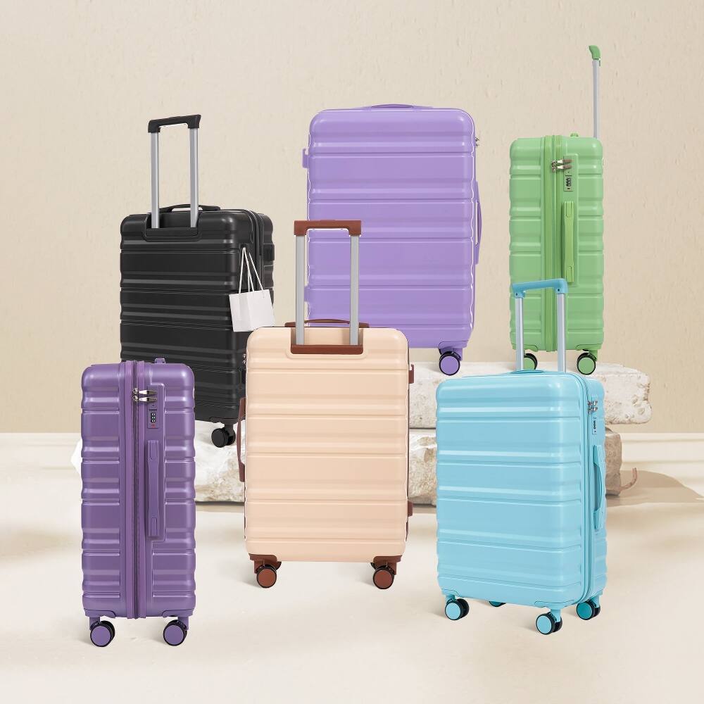Left. Ropilly - Ropilly 3 Piece Luggage Set ABS Hard Shell Spinner Suitcase Green - Green.