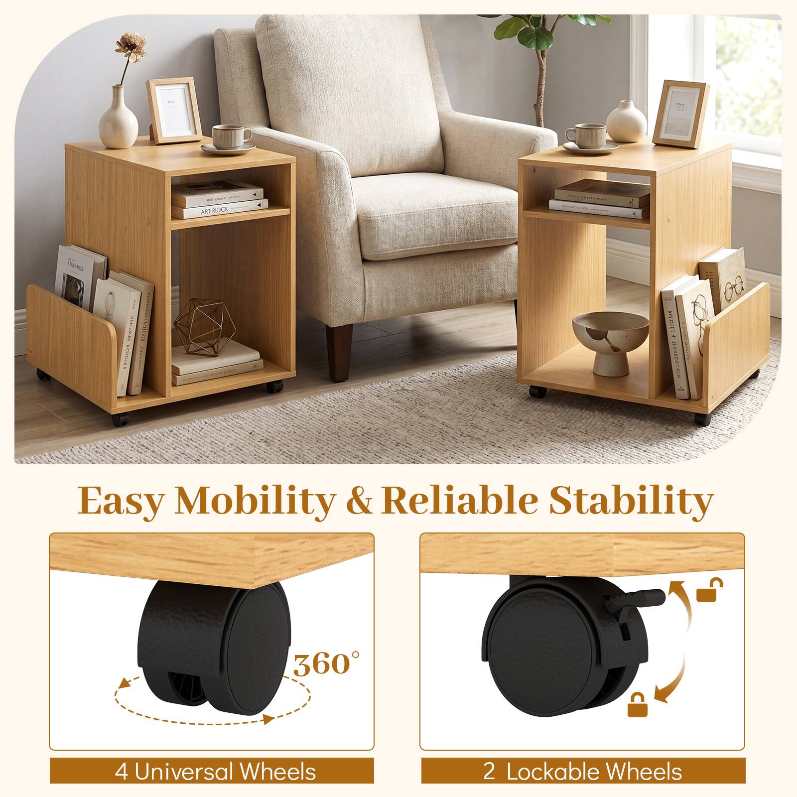 Easy Mobility & Reliable Stability

4 Universal Wheels

2 Lockable Wheels