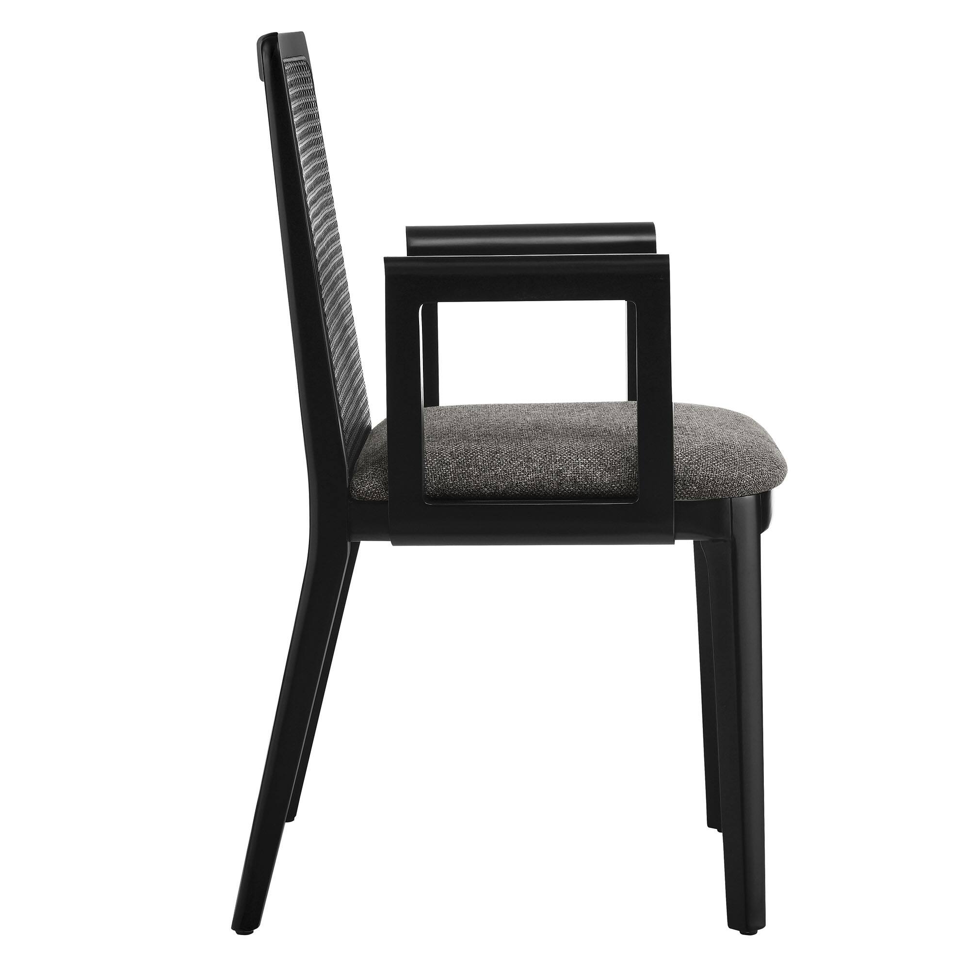 Alt View 2. Modway - Monarch Wood and Rattan Dining Armchair by Modway - Black Black Gray.