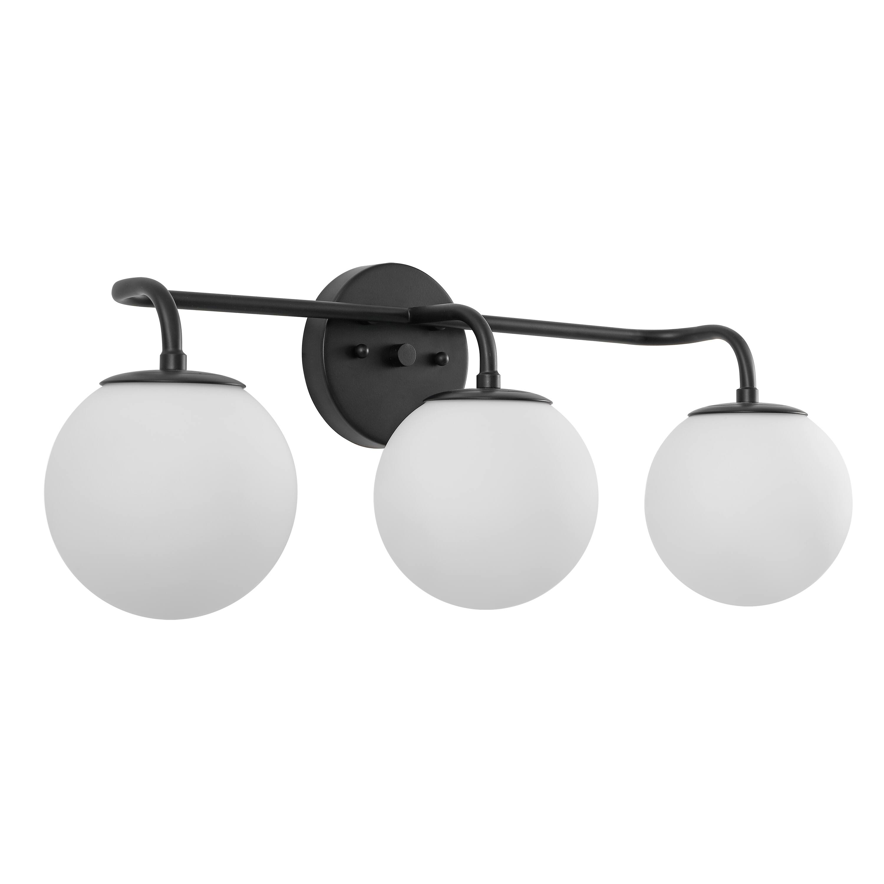 Alt View 9. Jonathan Y - Louis Parisian Globe 25" 3-Light Metal/Frosted Glass Modern Contemporary LED Vanity Light, Black - Black.