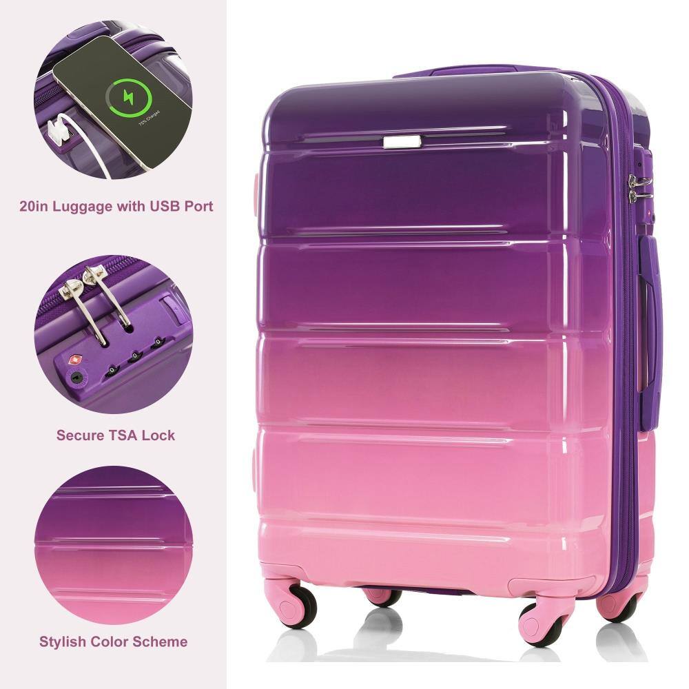 - 20in Luggage with USB Port
- Secure TSA Lock
- Stylish Color Scheme