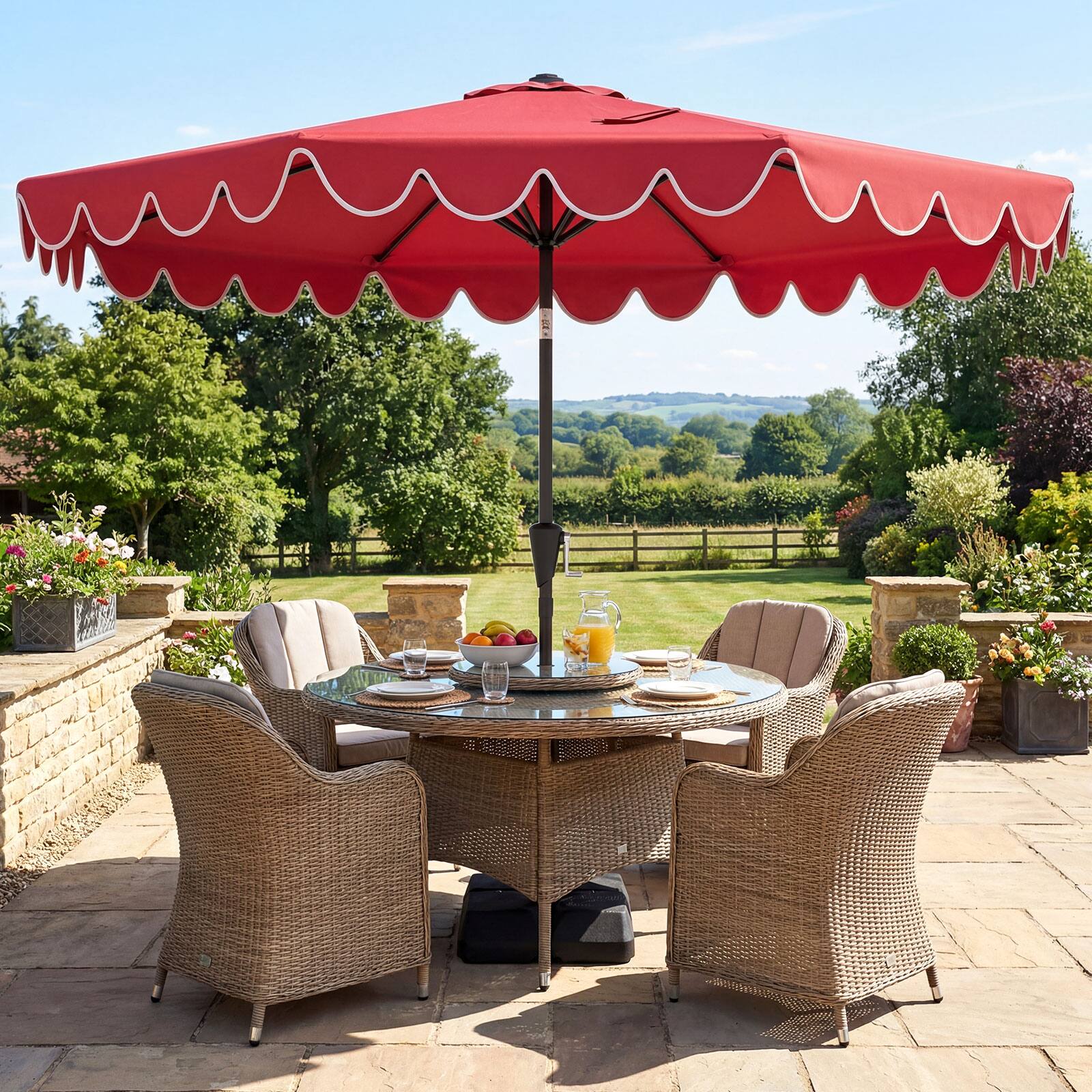 Alt View 3. Costway - Costway 10 FT Patio Umbrella with Weighted Base, Sandbags, Push Button Tilt & Crank - Gray.