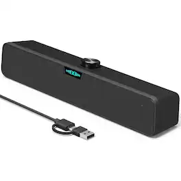 Dazzed Corner - USB Soundbar for PC/Mac, RGB Computer Speakers with HD Stereo & Bass - Black