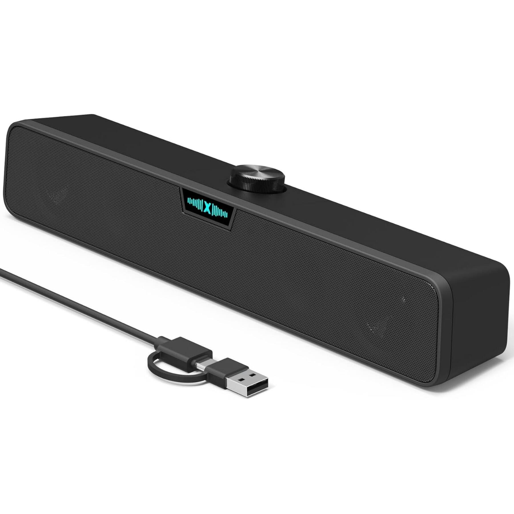 Front. Dazzed Corner - USB Soundbar for PC/Mac, RGB Computer Speakers with HD Stereo & Bass - Black.