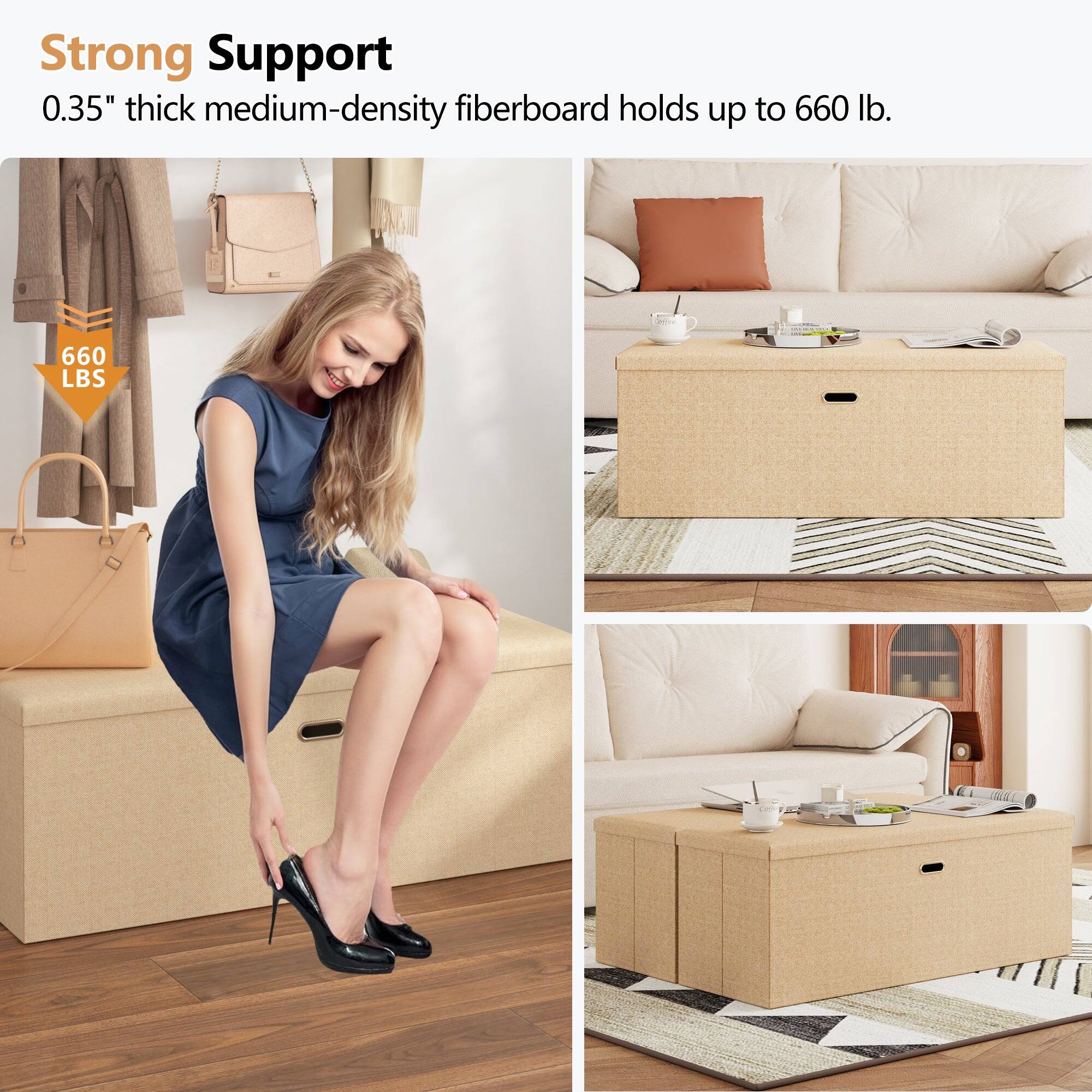 Strong Support  
0.35" thick medium-density fiberboard holds up to 660 lb.