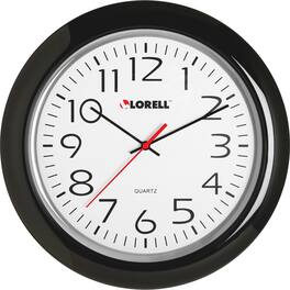 Lorell - 13 1/4" Round Wall Clock Analog Quartz White Main Dial Black Case Plastic - White|Black