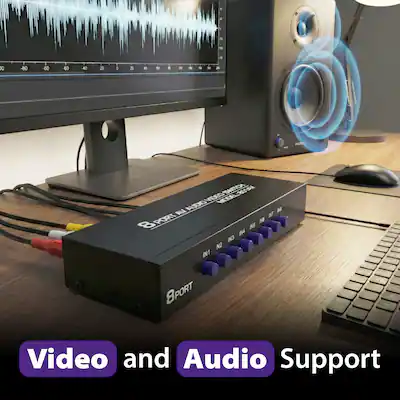 8 Haven RCA Composiet Audio Video AV 8-Weg Schakelaar Selector Switcher Splitter Box 8 Haven RCA Composiet Audio Video AV 8-Weg Schakelaar Selector Switcher Splitter Box