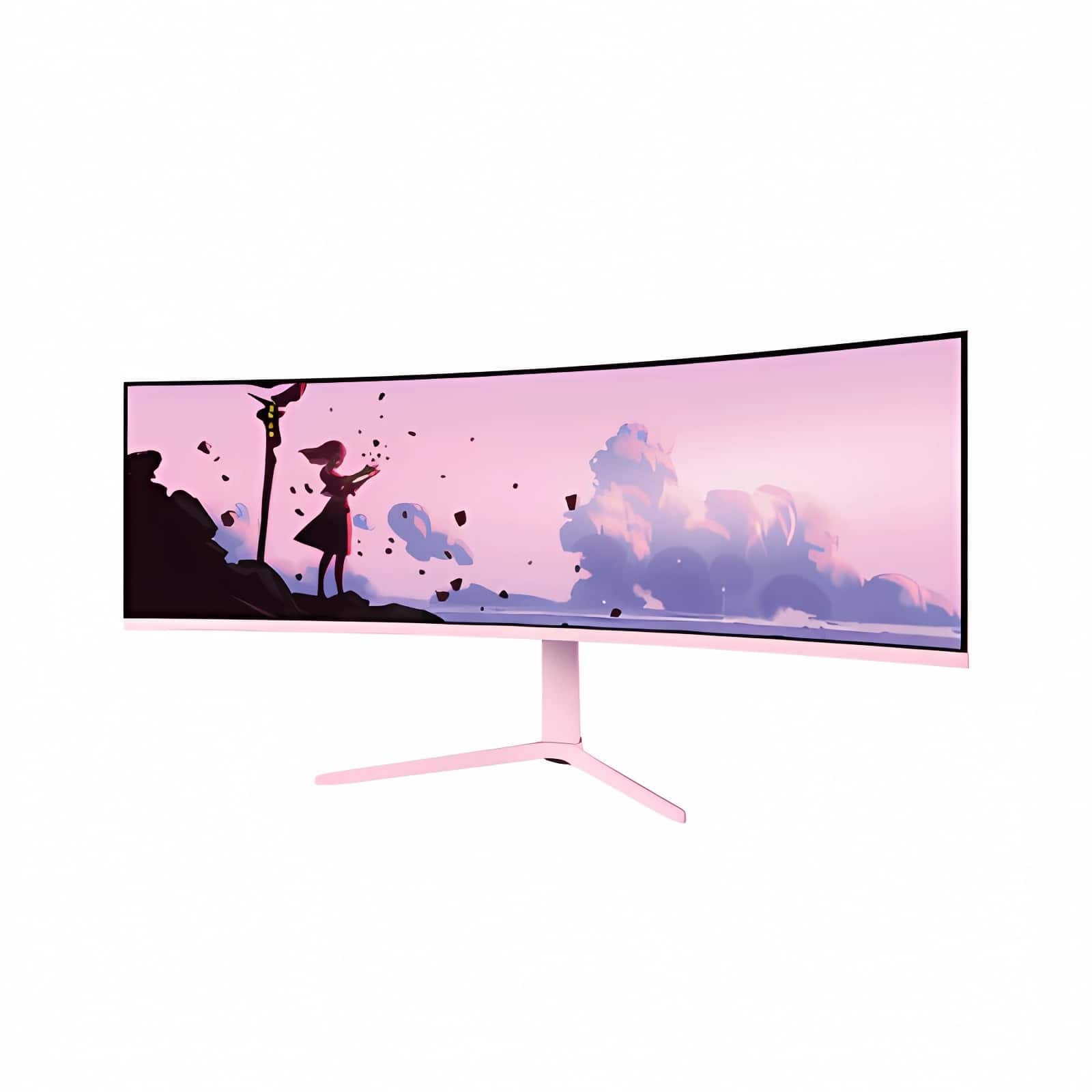 Front. Arozzi - Arozzi – Nova 49" Curved VA Dual QHD 165Hz Super Ultrawide Gaming Monitor – Pink - Pink.