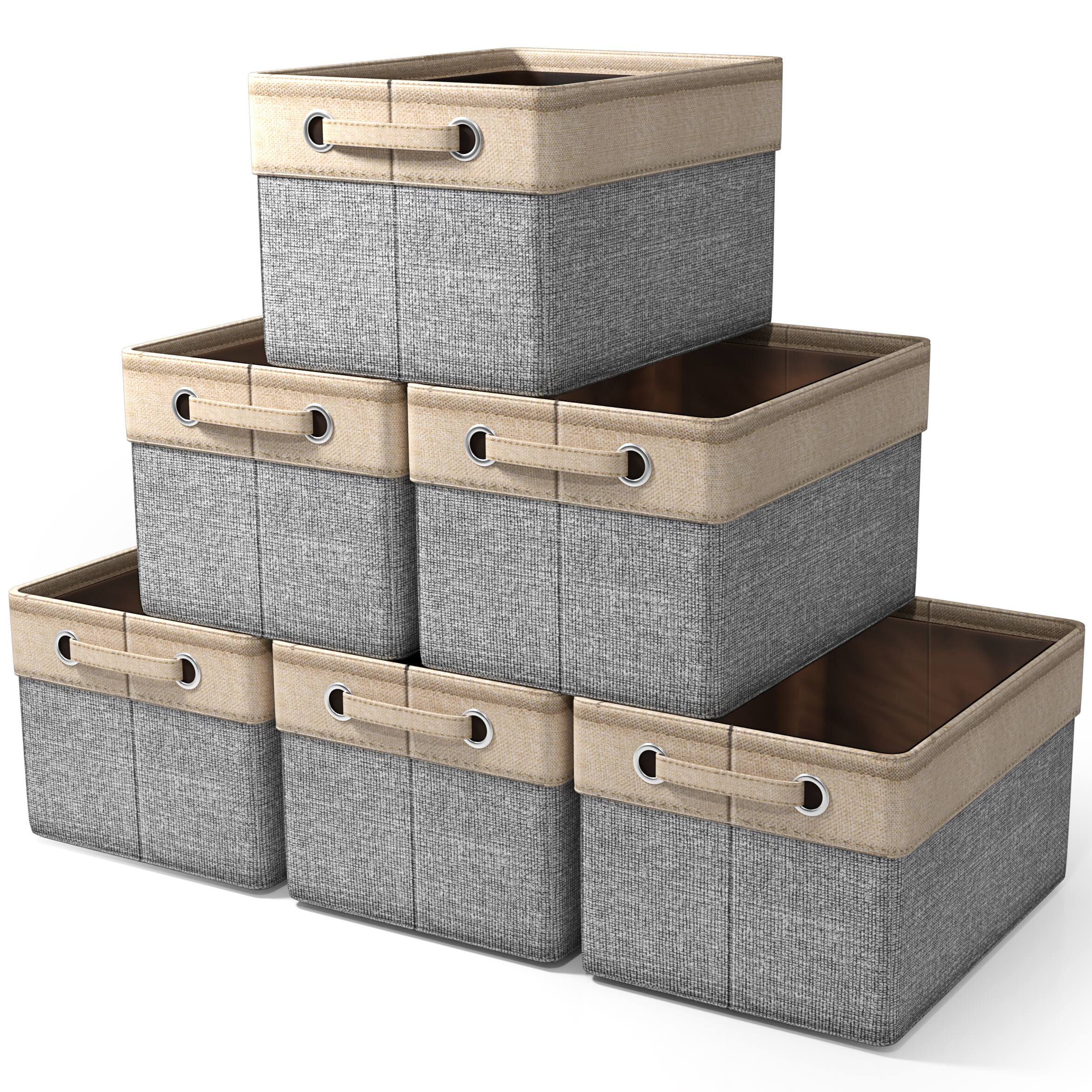 Sorbus - 6 Pack 15 inch Collapsible Storage Bins with Handles - Perfect for Home Storage & Organization - Gray