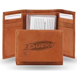 Rico Industries - Anaheim Ducks NHL Embossed Logo Brown Leather Trifold Wallet - Multi