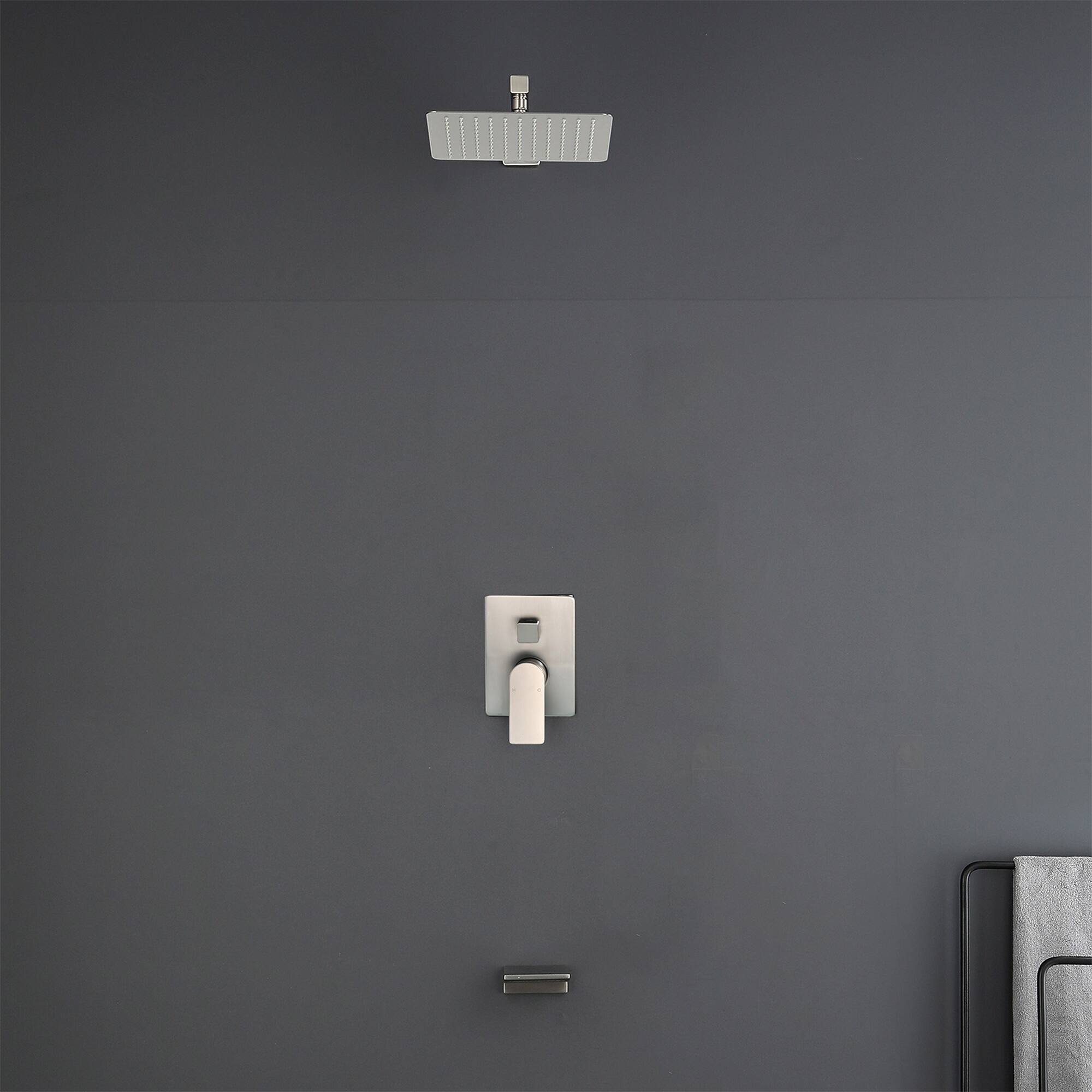 Alt View 2. Boyel Living - Brushed Nickel 10-Inch Rain Shower System Brass SUS304 2-Function Valve Waterfall Spout cUPC - Brushed Nickel.