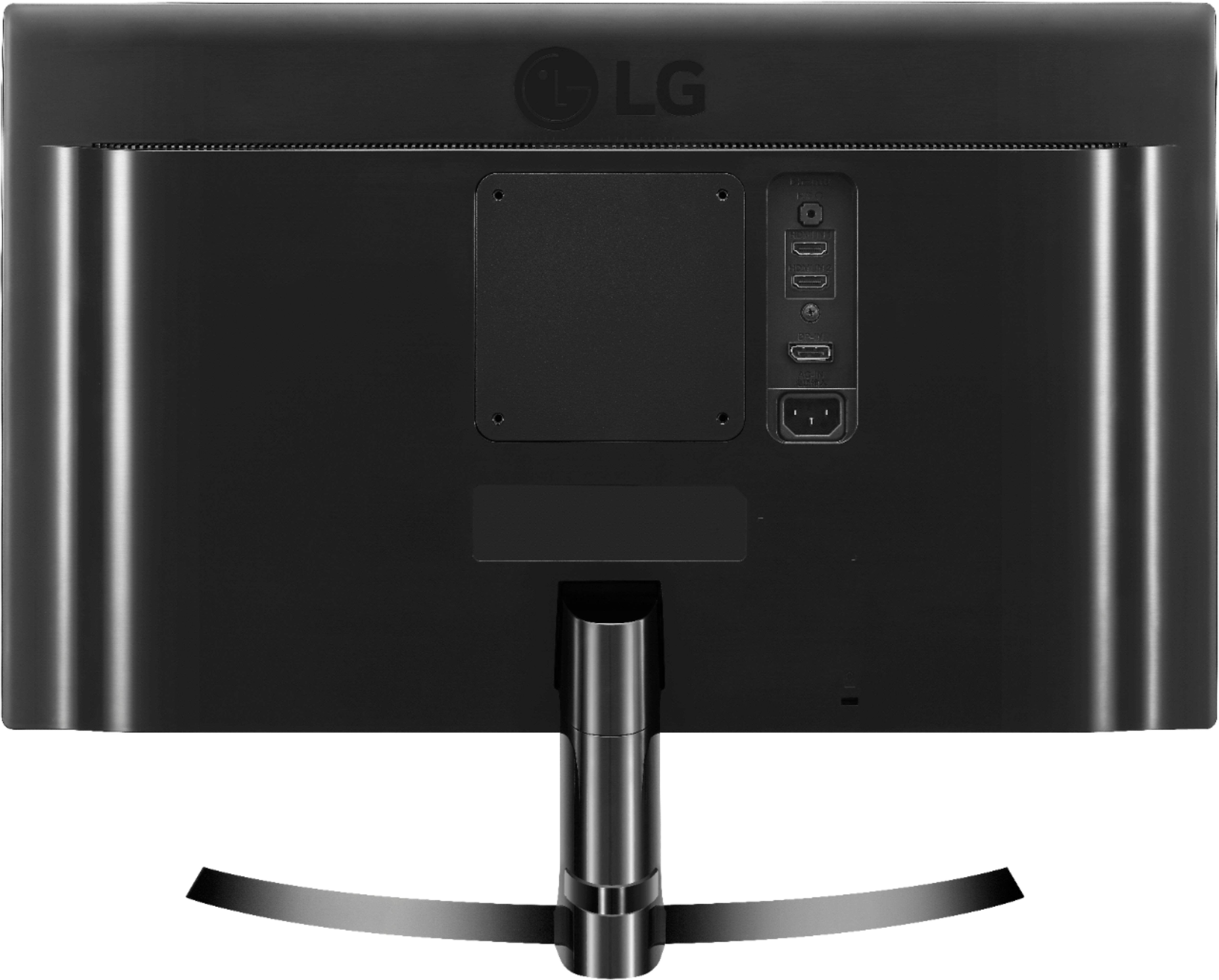 Back View: LG - 24" IPS LED 4K UHD FreeSync Monitor (HDMI, Display Port) - Black