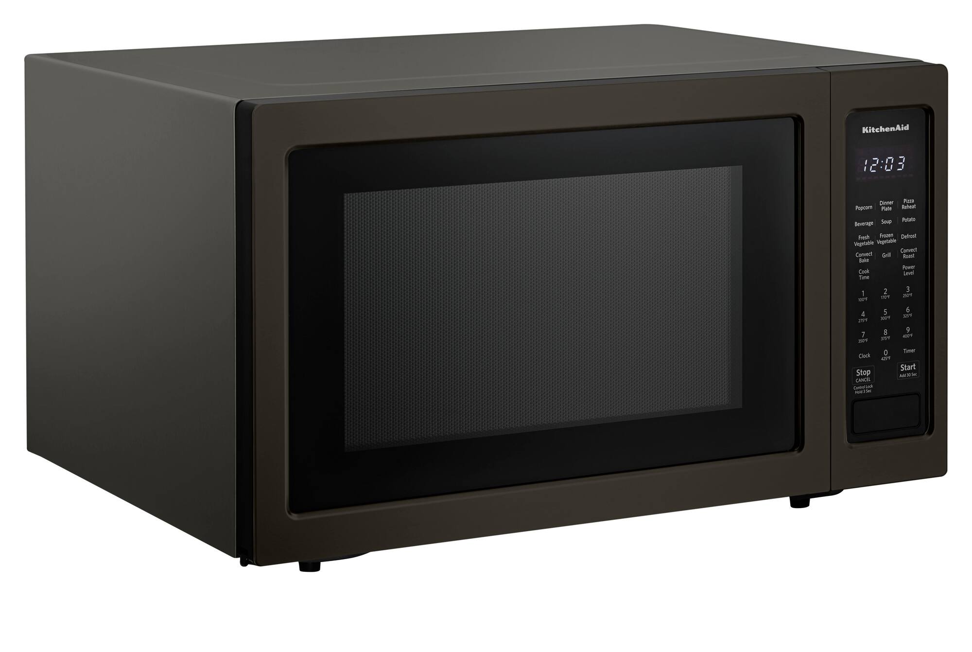 Zoom in on Angle Zoom. KitchenAid - 1.5 Cu. Ft. Convection Microwave with Sensor Cooking and Grilling - Black stainless steel.