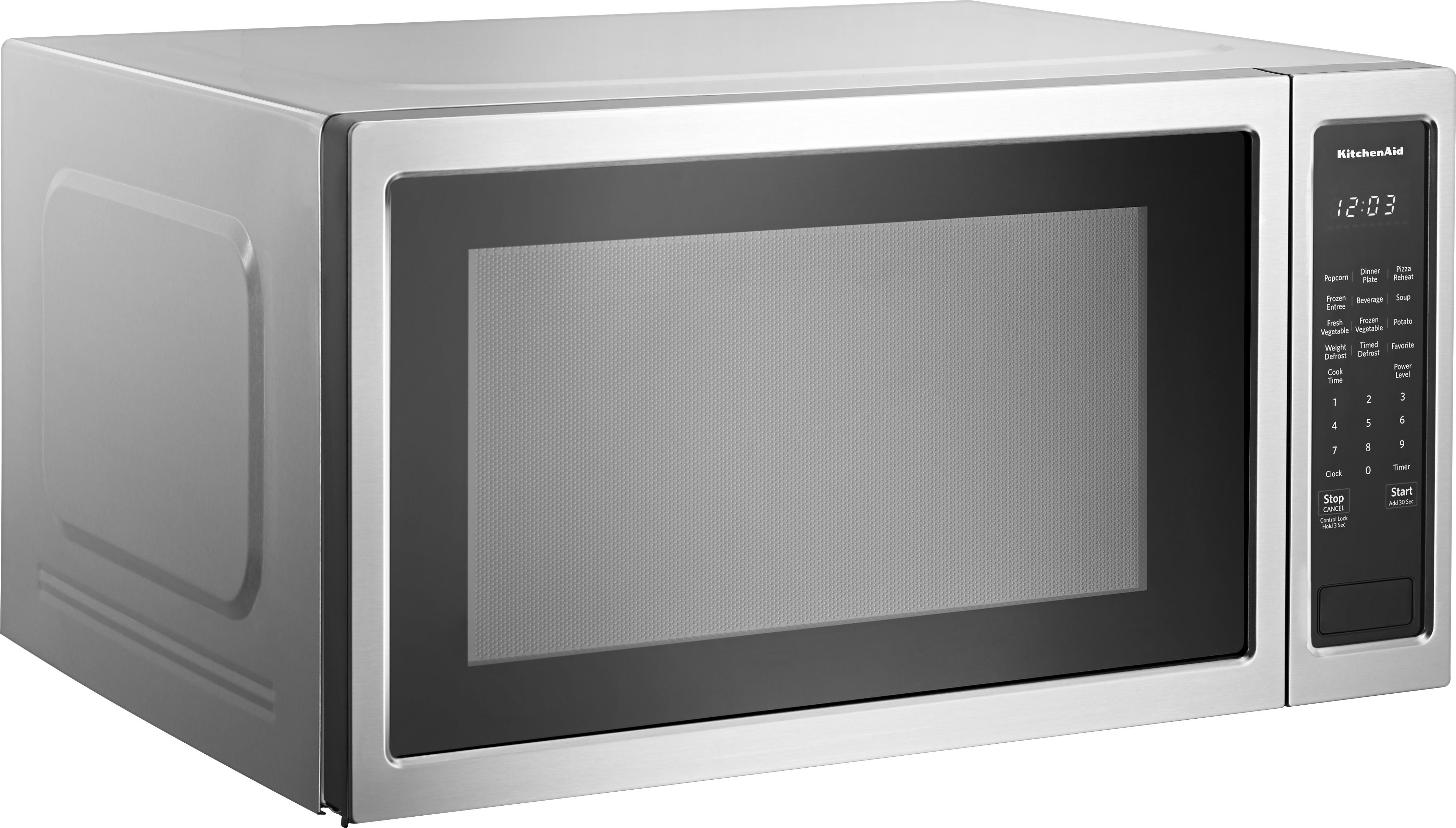 Angle View: KitchenAid - 2.2 Cu. Ft. Microwave with Sensor Cooking - Black stainless steel