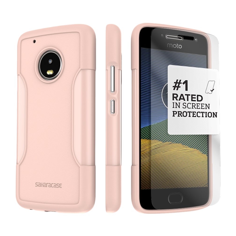 Saharacase Case With Glass Screen Protector For Motorola Moto G5 Plus Rose Gold C M G5 Rog Best Buy - motorola moto g5 plus tempered glass screen guard by robux