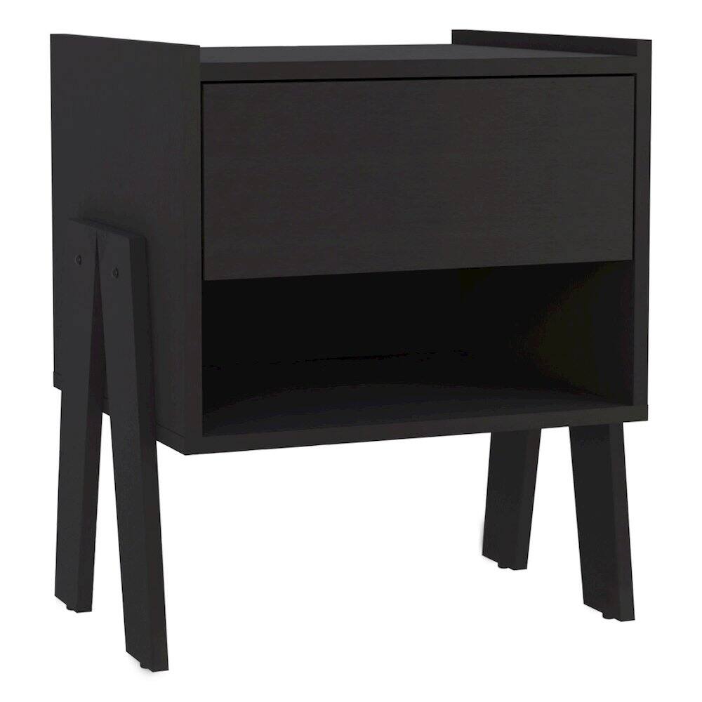 Front. TuHome - Joy Nightstand Stand Black MDF - Brown.