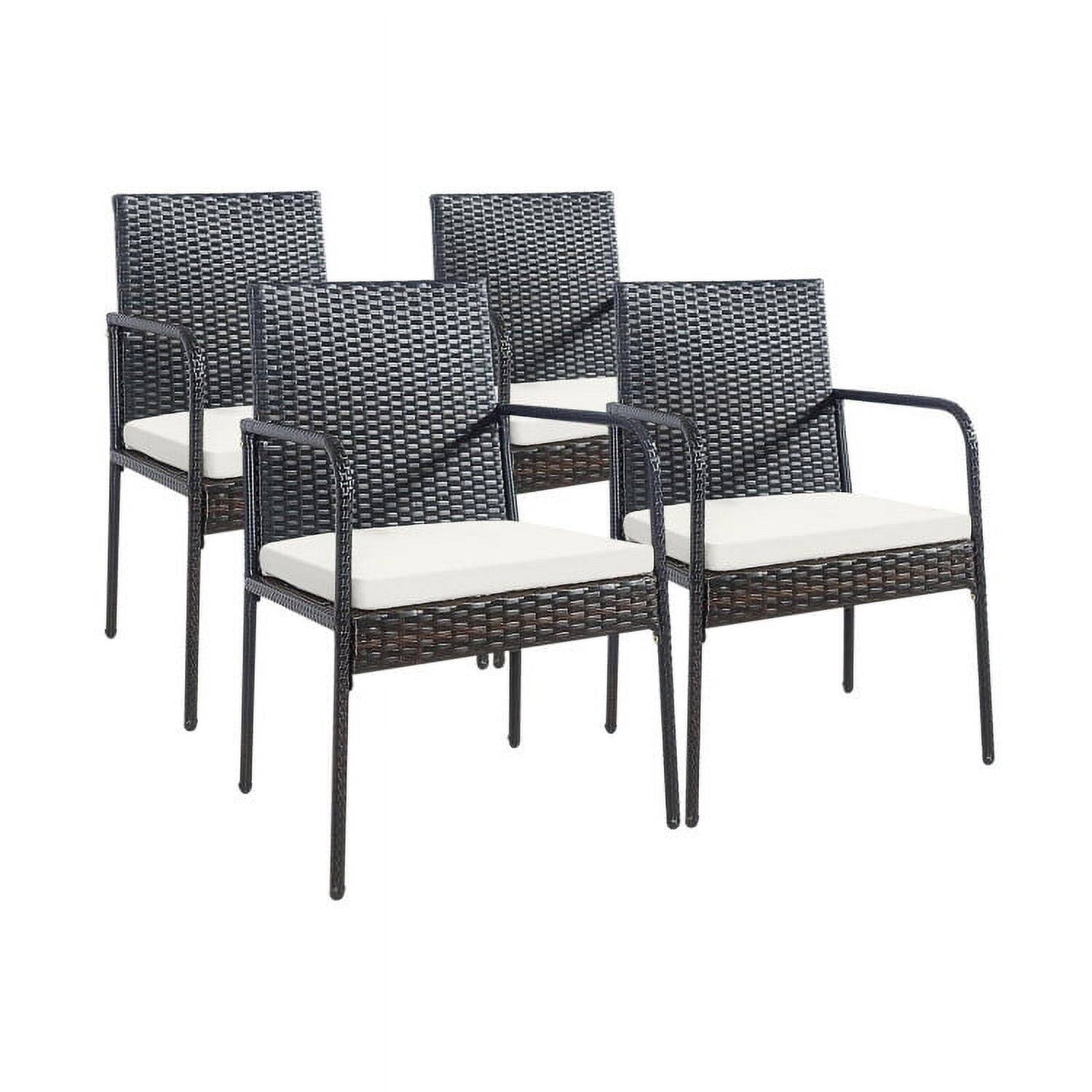 Alt View 4. Kadyn - 4 Pieces Patio Wicker Rattan Dining Set with Comfy Cushions, Patio Furniture Set, Outdoor Patio Rattan Dining Chairs - Off-White.