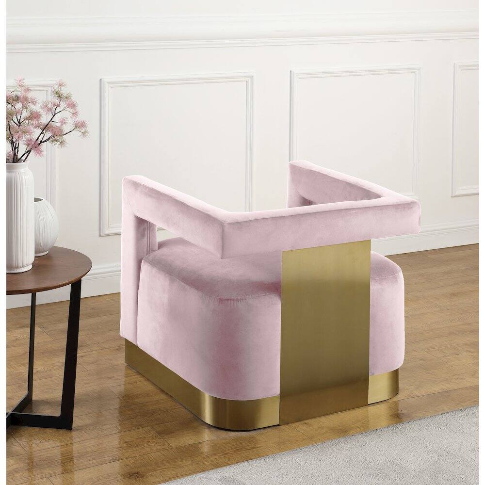 Alt View 2. Meridian Furniture - Armani Pink Velvet Accent Chair - Pink.