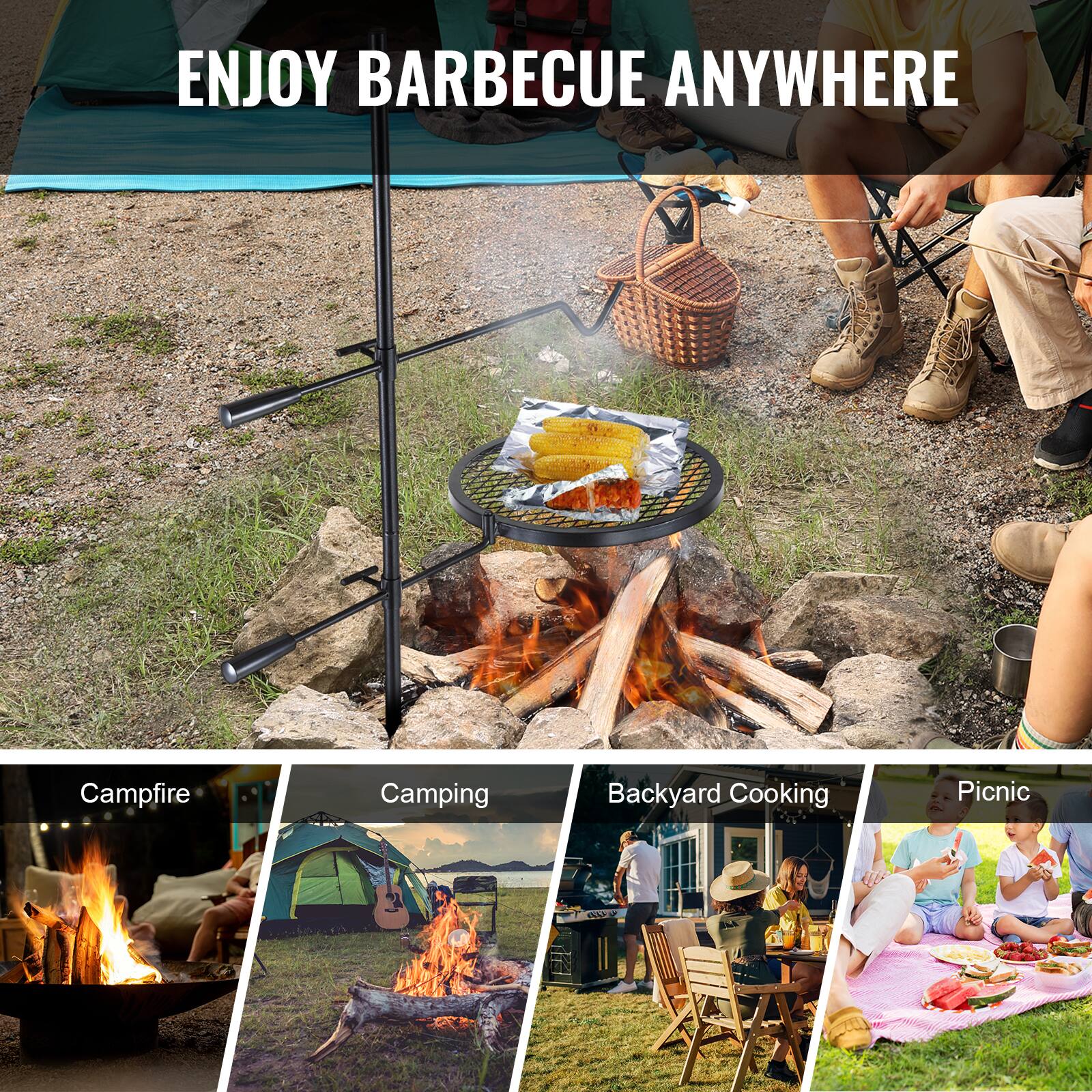 ENJOY BARBECUE ANYWHERE

Campfire  
Camping  
Backyard Cooking  
Picnic