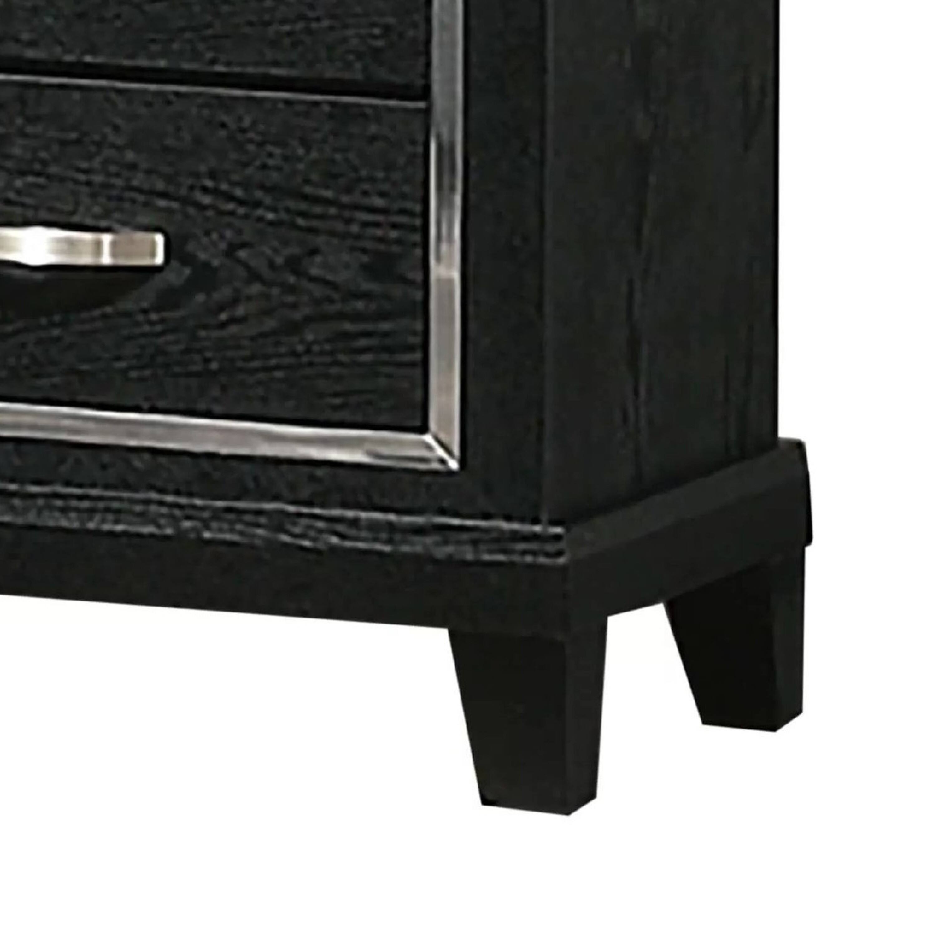 Alt View 3. Manhattan Lane - Nightstand with Charging Station, 2 Drawers, Rubberwood 24 Inch - Black.
