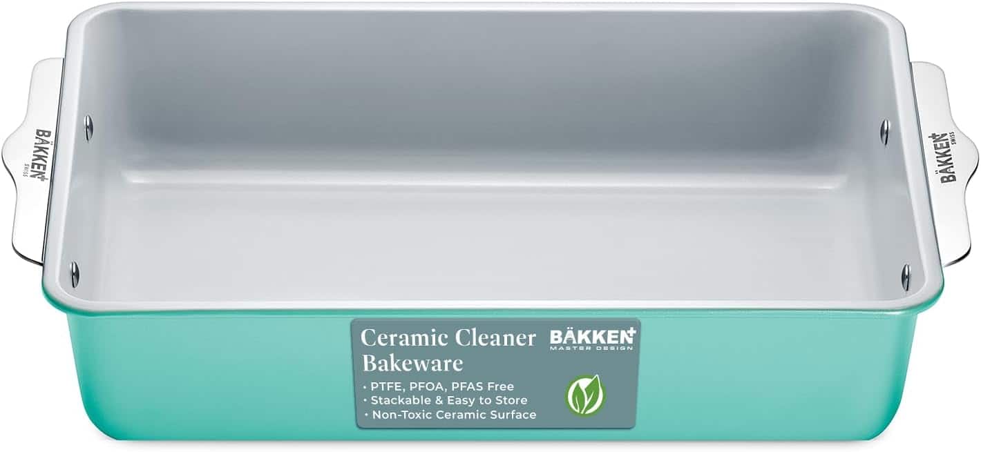 Bakken- Swiss - Ceramic Nonstick Roaster Pan – Aluminized Steel, PFOA & PFAS Free, Non-Toxic, Heavy-Duty Bakeware - Teal