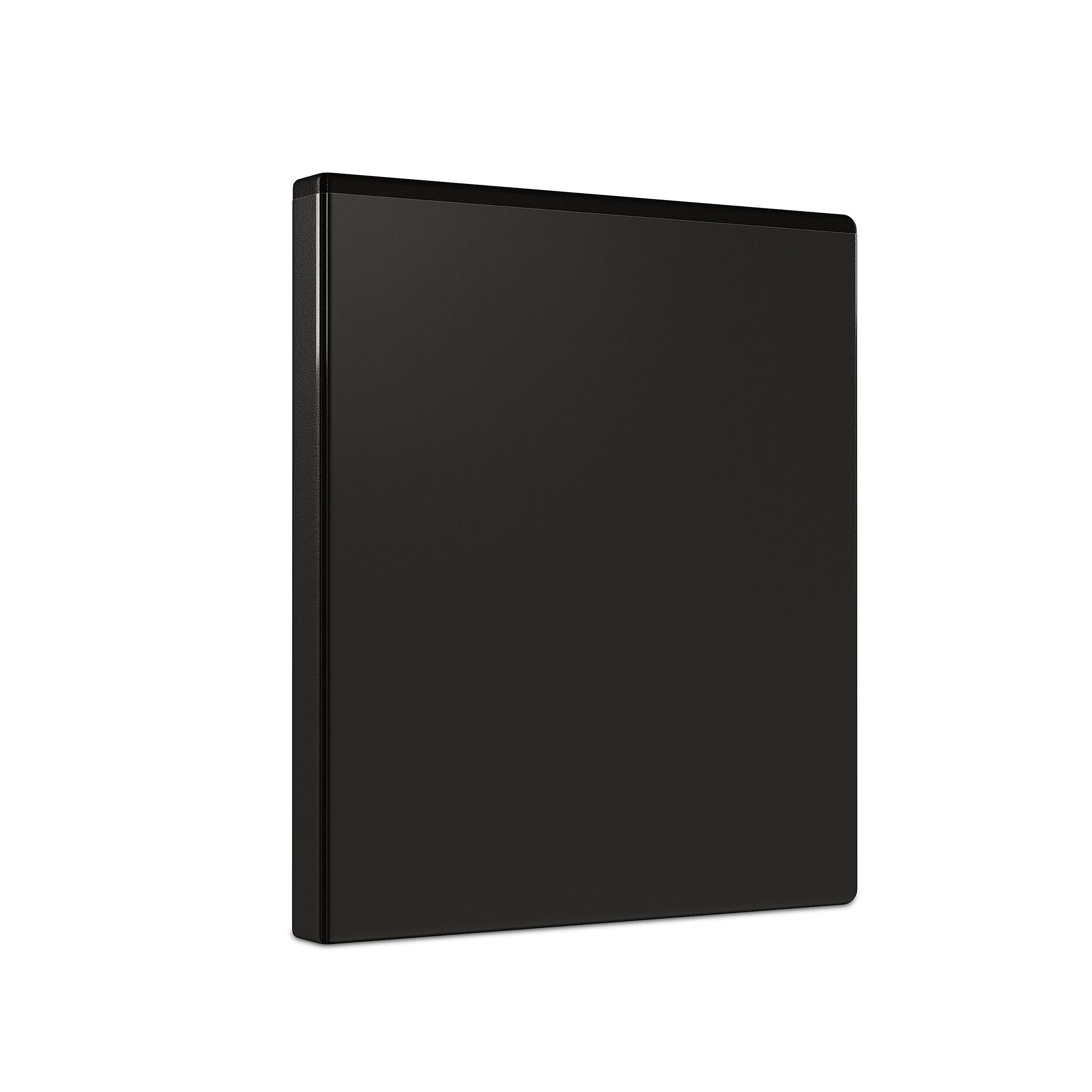 Front. Staples - Staples Simply Economy 0.5-Inch Round Ring View Binder, Holds Up to 100 Sheets, Black - Black.