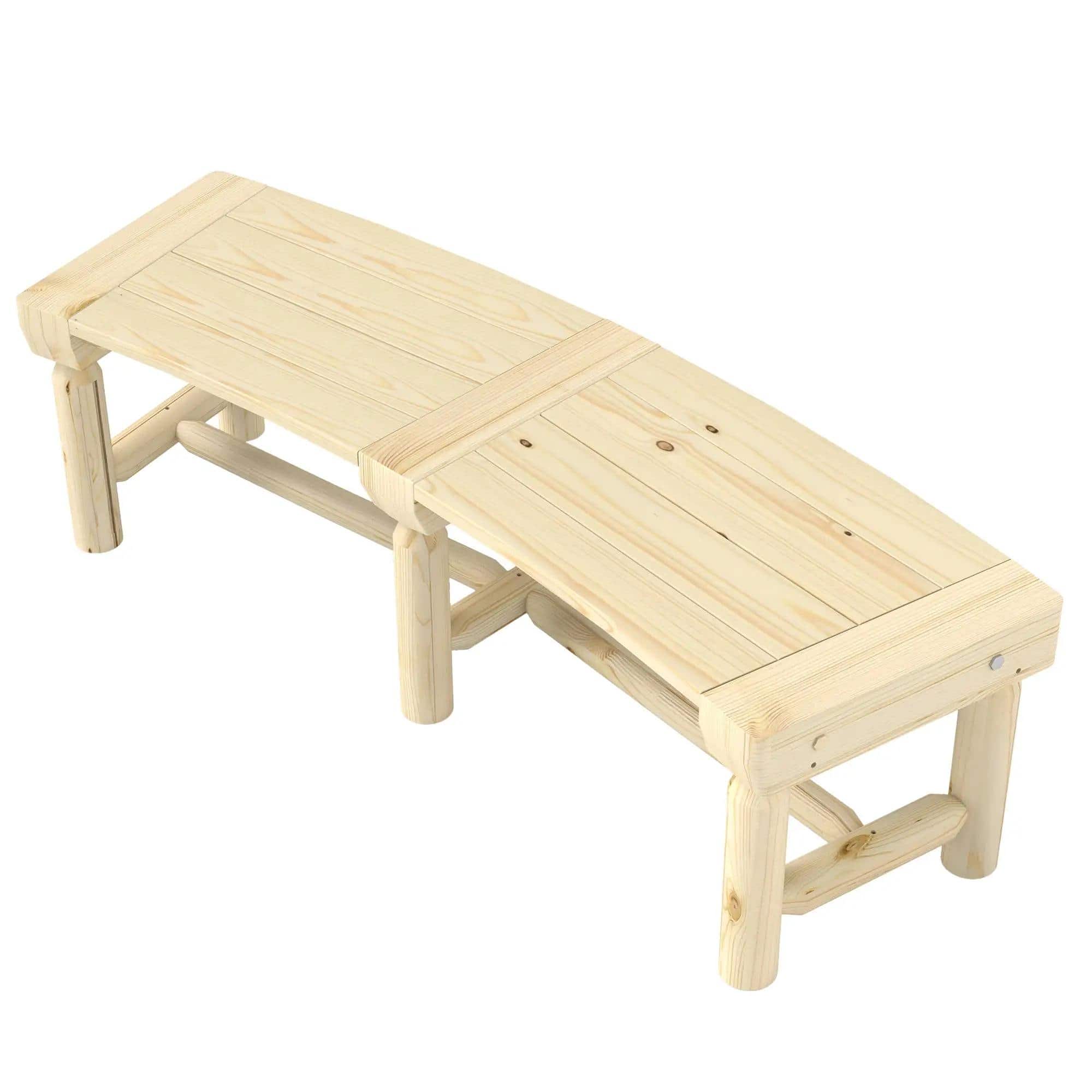 Resenkos - Round Outdoor Bench, Semicircular Yard Bench, Park Bench for Patio, Comfortable Seating Solution - Natural Wood