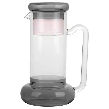 Front. Jay Import - Gray & Pink Borosilicate Pitcher Set 31.11 OZ. - Gray.