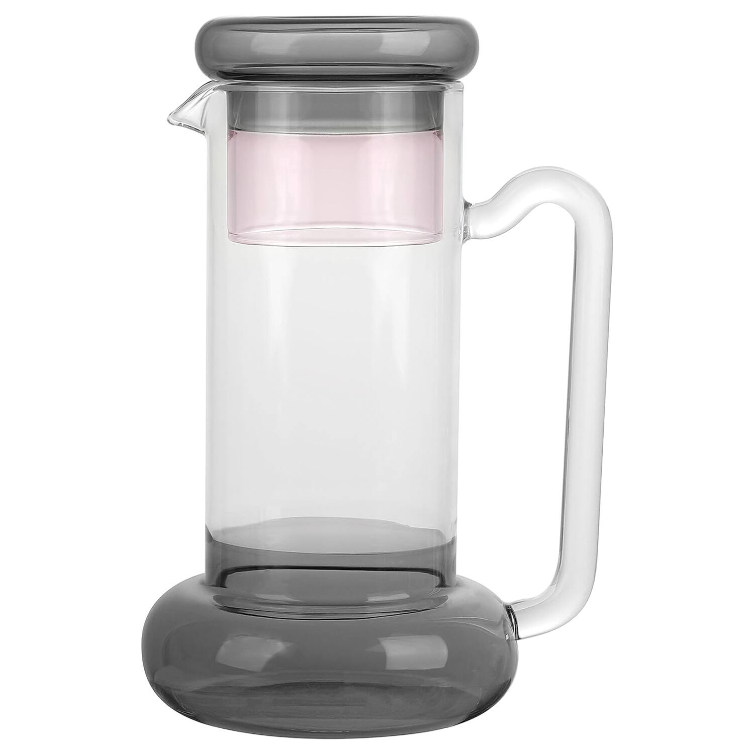Front. Jay Import - Gray & Pink Borosilicate Pitcher Set 31.11 OZ. - Gray.