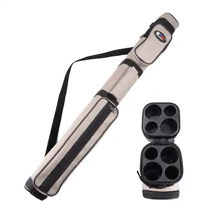 Front. GSE Games & Sports Expert - 2x2 Square Hard Billiard Pool Cue Stick Carrying Case, Billiard Cue Case - Grey - Grey.