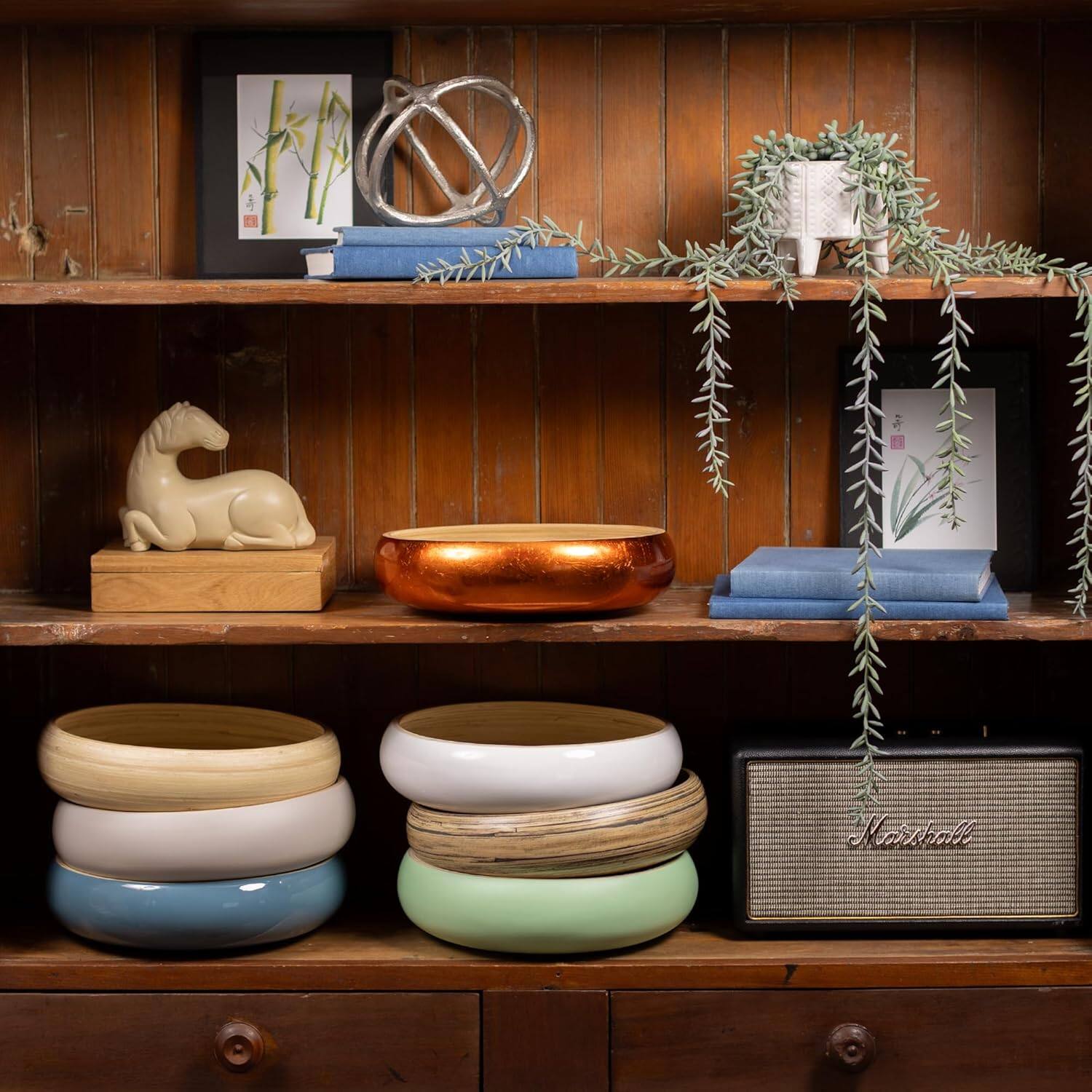 Alt View 2. Lexa - Bamboo Fruit Bowl, 12 Inch, Copper - Copper.