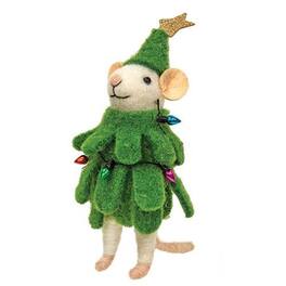 BreeBe - Felted Mouse Tree Ornament - Green